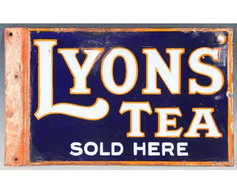 A Lyons' Tea double-sided enamel advertising sign, 30cm x 45cm.Buyer’s Premium 29.4% (including VAT @ 20%) of the hammer pric