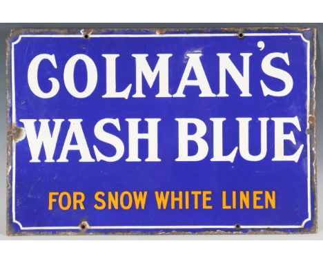 A Colman's Wash Blue enamel advertising sign, 30cm x 46cm.Buyer’s Premium 29.4% (including VAT @ 20%) of the hammer price. Lo