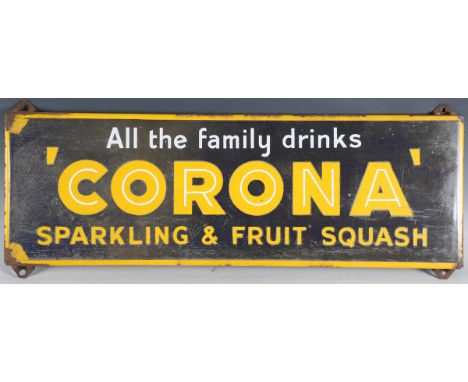 A Corona enamel advertising sign, 26cm x 76.5cm.Buyer’s Premium 29.4% (including VAT @ 20%) of the hammer price. Lots purchas