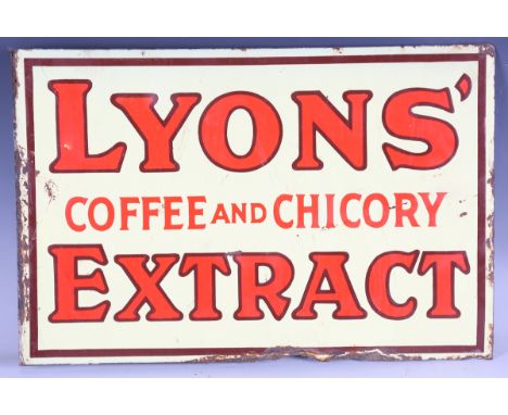 A Lyons' Coffee and Chicory Extract double-sided enamel advertising sign, 30cm x 45.5cm.Buyer’s Premium 29.4% (including VAT 