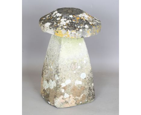 A late 19th century staddle stone of typical form, height 73cm, diameter 47cm.Buyer’s Premium 29.4% (including VAT @ 20%) of 