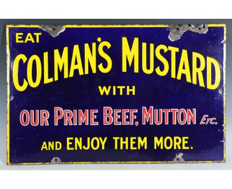 A Colman's Mustard enamel advertising sign, 35.5cm x 56cm.Buyer’s Premium 29.4% (including VAT @ 20%) of the hammer price. Lo