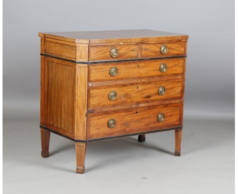 A mid-19th century Continental mahogany commode with overall tulipwood crossbanding and ebony stringing, height 87.5cm, width