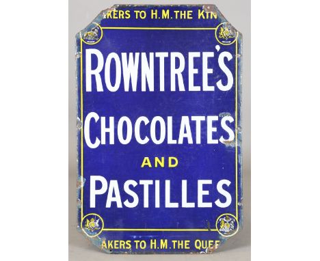 A Rowntree's Chocolates and Pastilles enamel advertising sign, 76cm x 51cm.Buyer’s Premium 29.4% (including VAT @ 20%) of the