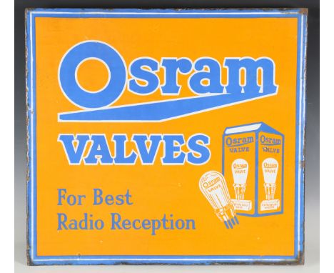 An Osram Valves pictorial double-sided enamel advertising sign, 45.5cm x 49cm.Buyer’s Premium 29.4% (including VAT @ 20%) of 