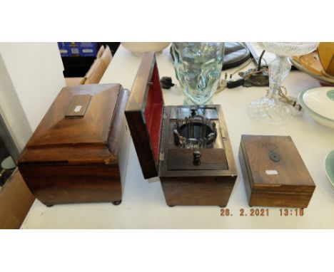 A Rosewood tea caddy etc.