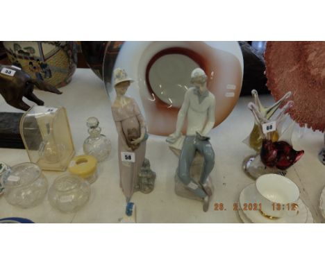 Two Lladro figures, girl with dog and a vintage Barmitzvah student