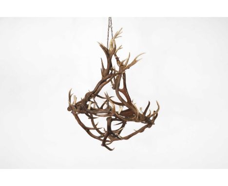 A stag antler chandelier,20th century, 110cm diameter141cm high