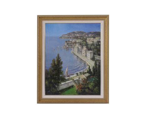 ▴ Laszlo Ritter (Hungarian, 1937-2003)A Riviera view signed 'Ritter' l.l., oil on canvas91 x 71cmProvenance: The Collection o