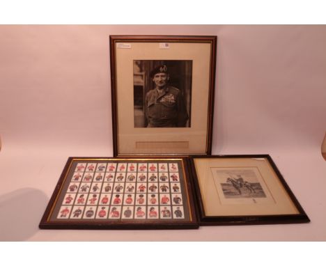 'Field Marshall Montgomery of Alamein', photograph dated 1953, 29cm x 24cm; framed set of Ogdens 'Military Uniforms' cigarett