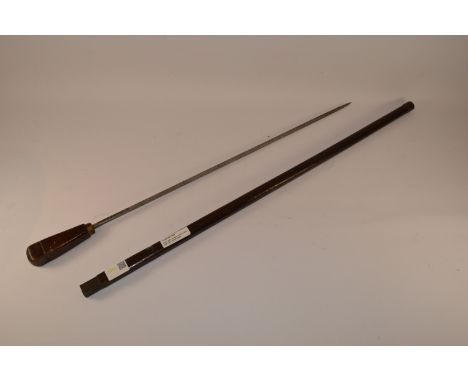 Early 20th Century square tapering sword stick with 61cm steel stiletto blade 89.5cm overall Condition Report Click here for 