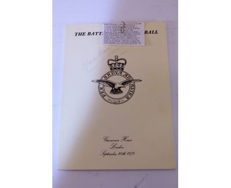 'The Battle of Britain Ball' Grosvenor House London Sept. 28th 1979 souvenir booklet signed by Bader Douglas and inscribed on