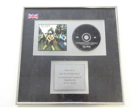 THE VERVE - A framed and glazed copy of 'Urban Hymms' on CD - presentation item celebrating 25 years of Virgin Records