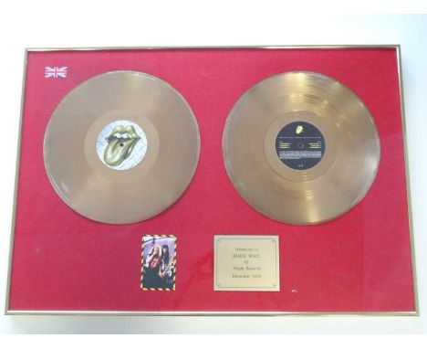 THE ROLLING STONES - A pair of framed and glazed Gold Discs presented to a Virgin Records executive (one frame / two discs)