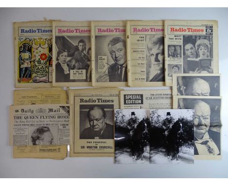 A collection of vintage Radio Times magazines from mid 1950s to mid 1960s including the issue featuring the funeral of Sir Wi