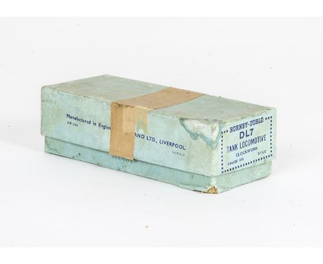 Hornby-Dublo 00 Gauge DL7 clockwork Pre-war SR green 0-6-2T Box only, in light blue dated 9/38, F-G, brown paper tape across 