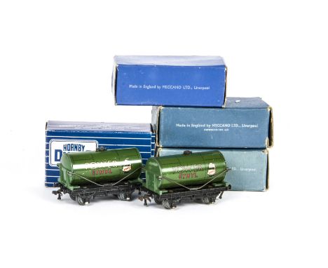 Hornby-Dublo 00 Gauge 3-Rail early Post-war Power Ethyl tank Wagons, all with 'Hands', three in original boxes (two dated 4.5