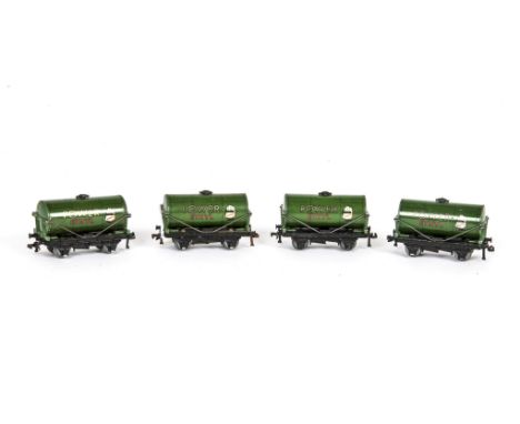 Hornby-Dublo 00 Gauge 3-Rail early Post-war Power Ethyl tank Wagons, all with 'Hands', unboxed, G-VG (4)