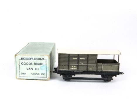 Hornby-Dublo 00 Gauge Pre-war 3-Rail D1 GWR Goods Brake Van, in original light blue box dated 6-39, VG , box F-G
