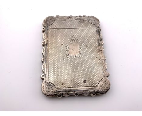 A hallmarked silver engine turned decorated card case, John Tongue, Birmingham 1864.