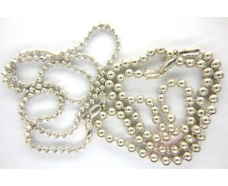Two 925 silver ball neck chains, combined 37g. P&amp;P Group 1 (£14+VAT for the first lot and £1+VAT for subsequent lots) 