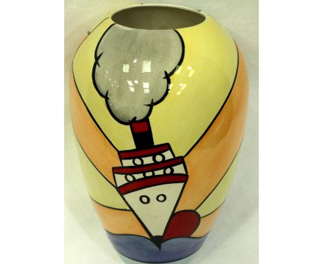 Lorna Bailey bulbous vase in the Cruise pattern, H: 20 cm. No cracks, chips or visible restoration. P&amp;P Group 3 (£25+VAT 
