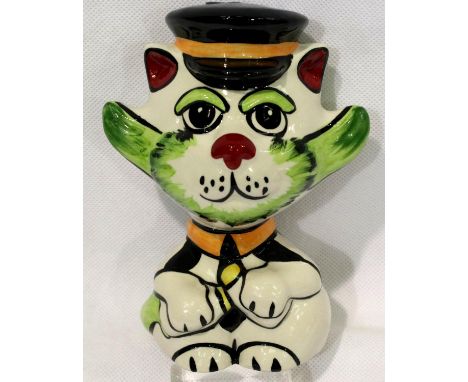 Lorna Bailey Milkman cat, H: 12 cm. No cracks, chips or visible restoration. P&amp;P Group 1 (£14+VAT for the first lot and £