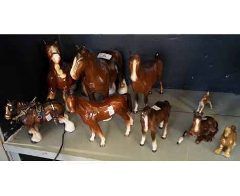 Nine various Beswick and other ceramic models of horses
