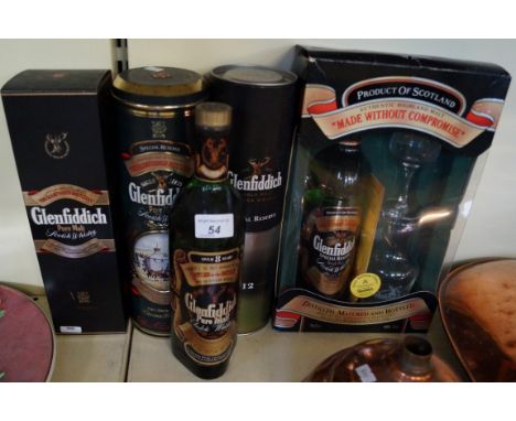 Five bottles of various bottling's from 1970's, 80's and 90's Glenfiddich  pure malt Scotch whisky 