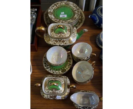 A vintage Samurai lustre ware tea service 