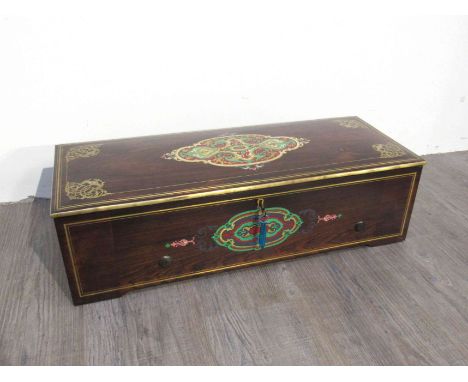 A lever-wind Nichole Freres Piano Forte 4-Overture cylinder music box, c.1850, with over 230 teeth; the rosewood case lavishl