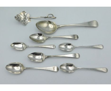 Seven silver spoons including four London: two William & Peter Bateman 1806, one John Henry & Charles Lias 1828, one Mary Cha
