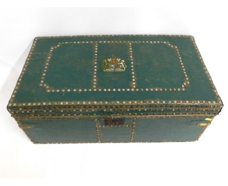 A HM Government Diplomatic Service trunk with crest to top, 30.375in x 17in x 11.75in