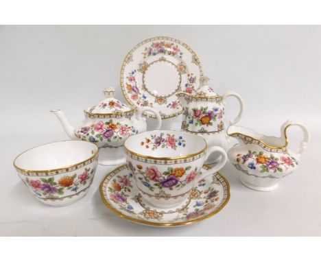 A Spode seven piece floral Lauriston porcelain bachelors tea & coffee set