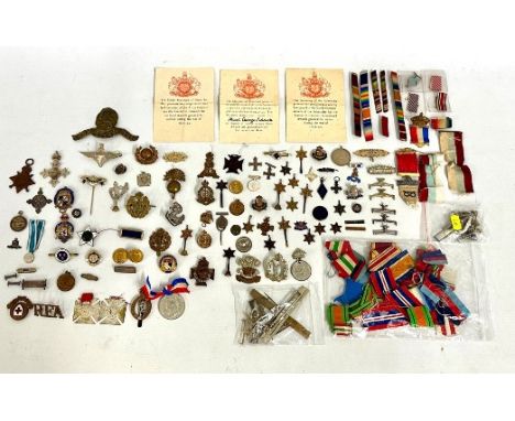 A quantity of mixed medals & badges with other items including a WW1 medal 199026 P. McKillin L.S. R.N. two silver & enamel R