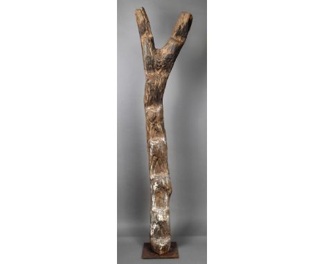 A Dogon ladder Mali wood, 153.5cm high, on a stand. (2) Provenance Seward Kennedy, London.