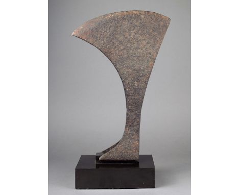 A continental iron axe head 39cm long, on a stand. (2) Provenance Seward Kennedy, London.