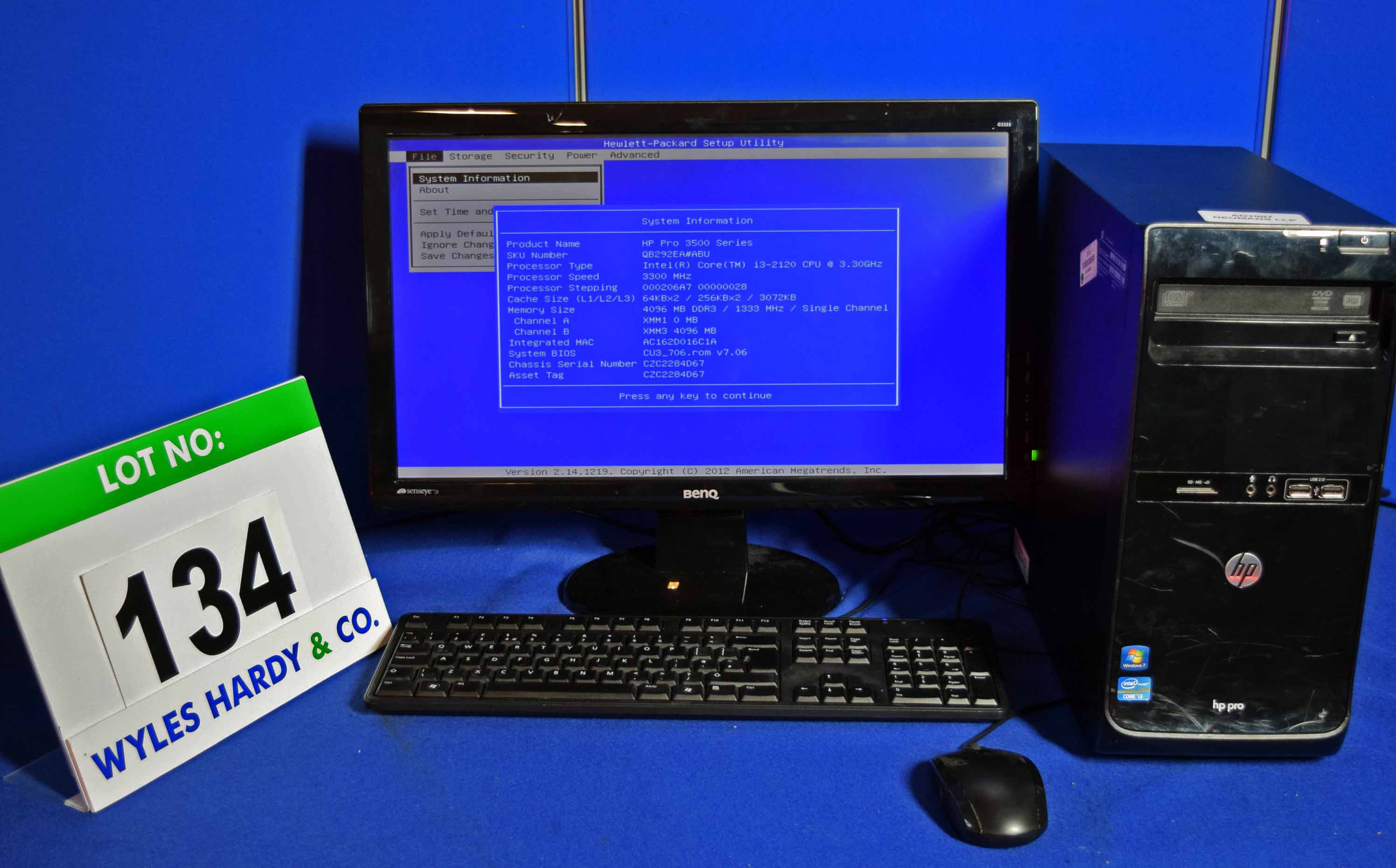 A HEWLETT PACKARD Pro 3500 Series INTEL Core i32120 3.30Ghz Micro