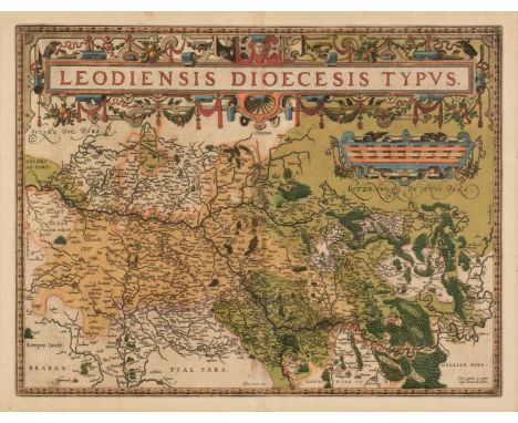 * Belgium. Ortelius (Abraham), Leodiensis Dioecesis Typus, [1595 or later], engraved map with contemporary hand colouring, el