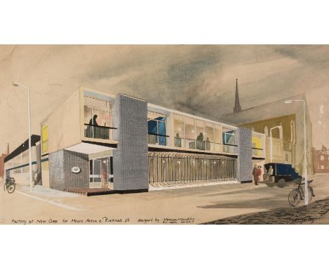 * Architectural drawings. A group of 8 plans, drawings and elevations, by Mervyn Handley, mid-20th century, including designs