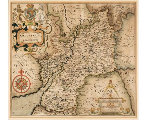 * Maps. Saxton (Christopher &amp; Hole G.), Glocestriae comitatus olim sedes Dobunorum [1627], hand-coloured engraved map, la