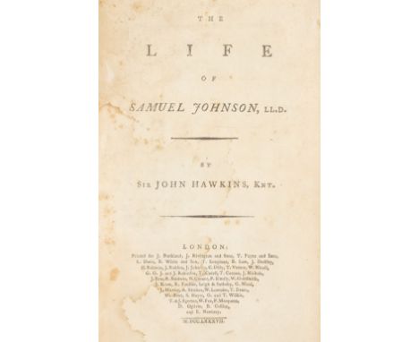 Hawkins (Sir John). The Life of Samuel Johnson, LL. D., 1st separate edition, London: printed for J. Buckland..., 1787, bookp