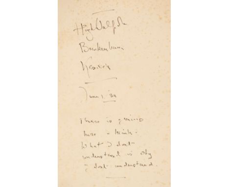 Auden (Wystan Hugh). The Orators, An English Study, 1st edition, London: Faber &amp; Faber, 1932, front free endpaper signed 