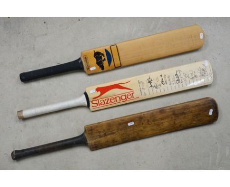 Slazenger Cricket Bat signed by Lancashire 2011 Season Team together with another signed Symonds Cricket Bat and a Vintage ' 