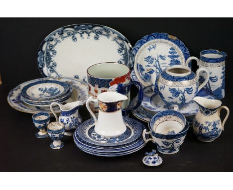 Mixed lot of Ceramics including Large Chinese Ceramic Tankard, Booths Real Old Willow Tea ware and other Blue and White Tea w