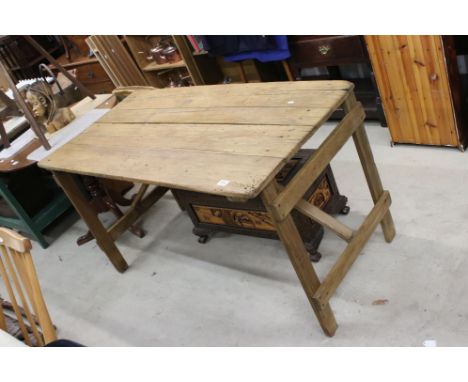 Vintage pine folding trestle table 