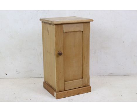 19th century Pine Bedside Cabinet, the single door opening to a shelf, 36cm wide x 65cm high 