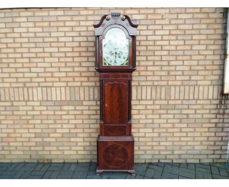 A good, early 19th century 8-day longcase clock, the mahogany case with inlaid stringing, reeded columns to the trunk and hoo