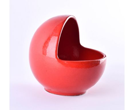 Original Vintage Kugelschale 50er/60er JahreKeramik, innen und außen rot glasiert, H: 15,5 cm,Ø 14,5 cm