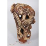 AN UNUSUAL GOOD QUALITY 17TH/18TH CENTURY CHINESE LINGZHI SOAPSTONE HANDLE, of larger than average